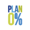 Icono con las palabras “PLAN 0%” en colores azul y verde.