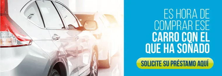 Vista lateral de un vehículo en exhibición acompañado del texto promocional "Es hora de comprar ese carro con el que ha soñado". Vista lateral de un vehículo en exhibición acompañado del texto promocional "Es hora de comprar ese carro con el que ha soñado".