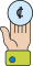 Icono de una mano sosteniendo una moneda con el símbolo de colón costarricense.