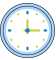 Icono de un reloj azul y verde, representando el tiempo o puntualidad.