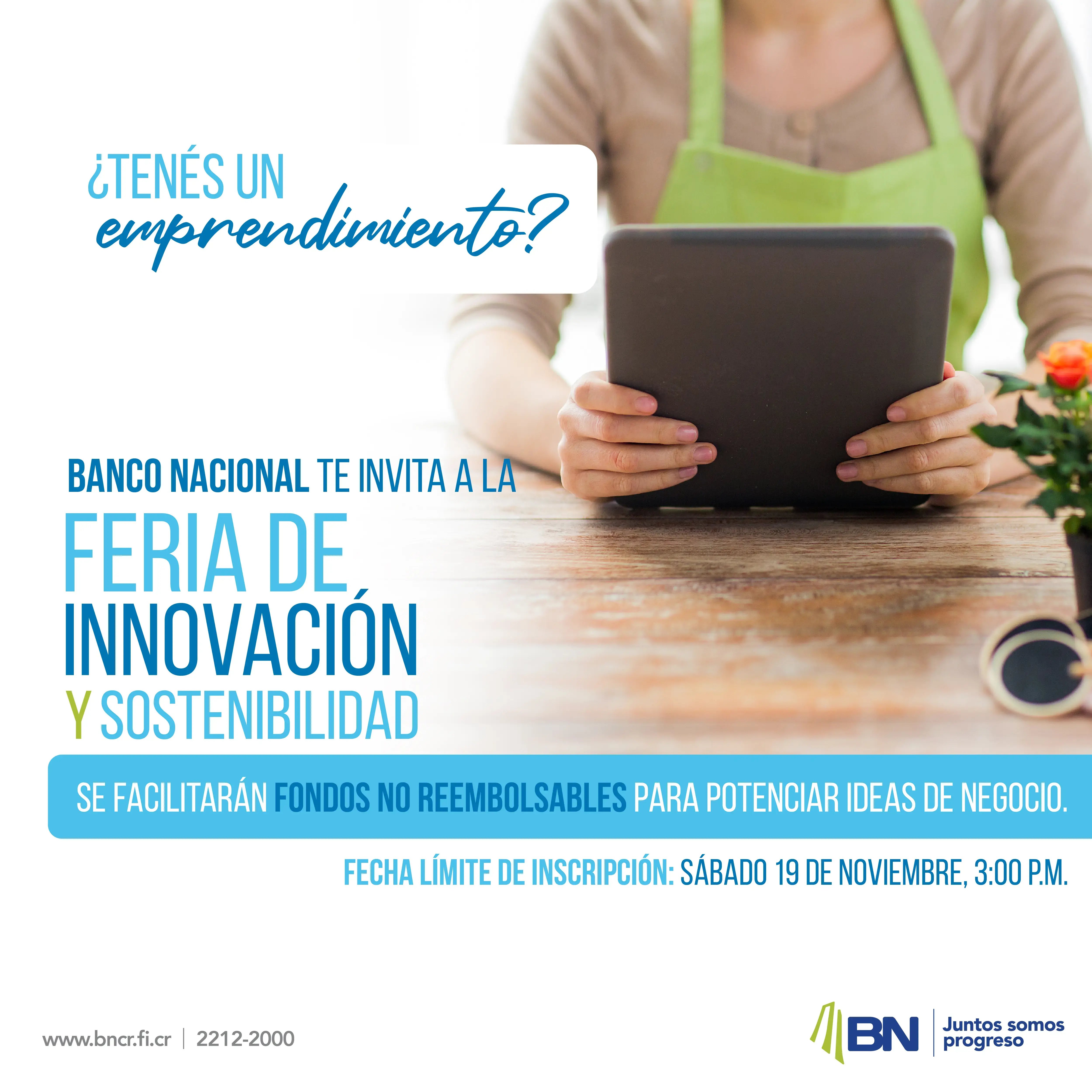 Afiche promocional del Banco Nacional para la feria de innovación y sostenibilidad