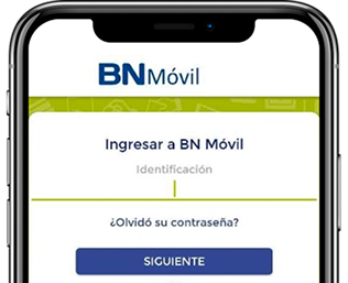 Pantalla de inicio de sesión de la app BN Mi Banco en un teléfono móvil.