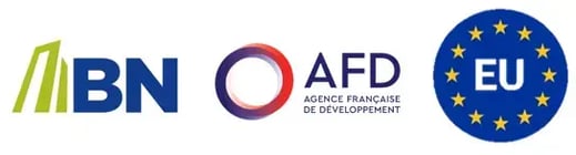 Logotipos del Banco Nacional, la Agencia Francesa de Desarrollo (AFD) y la Unión Europea colocados en una sola composición.