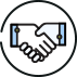 Icono de dos manos estrechándose, representando un acuerdo o alianza.