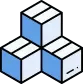 Ilustración de tres cajas apiladas, representando logística o gestión de inventarios.