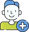 Ícono de persona con símbolo de más, representando nuevo usuario o registro.