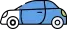Ícono de automóvil azul, representando transporte, movilidad o flotas vehiculares.