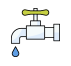 Ícono de grifo de agua con una gota cayendo