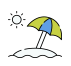 Ícono de sombrilla en la playa con sol