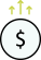 Ícono de círculo con símbolo de dólar y flechas hacia arriba, representando incremento de ingresos.