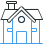 Ícono de una casa con techo a dos aguas, puerta y ventanas, representando una vivienda familiar