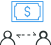 Ícono de una transacción de dinero entre dos personas, representando compraventa o financiamiento.