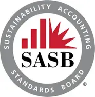 Logotipo de SASB Sustainability Accounting Standards Board en gris y rojo.
