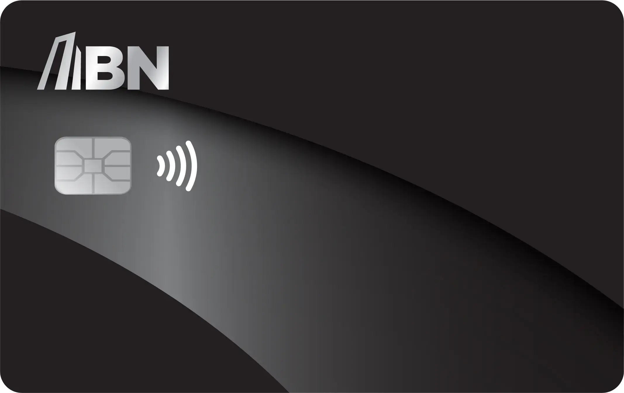 Tarjeta BN Visa Infinite Corporate en diseño negro con efecto metálico y chip con símbolo de pago sin contacto