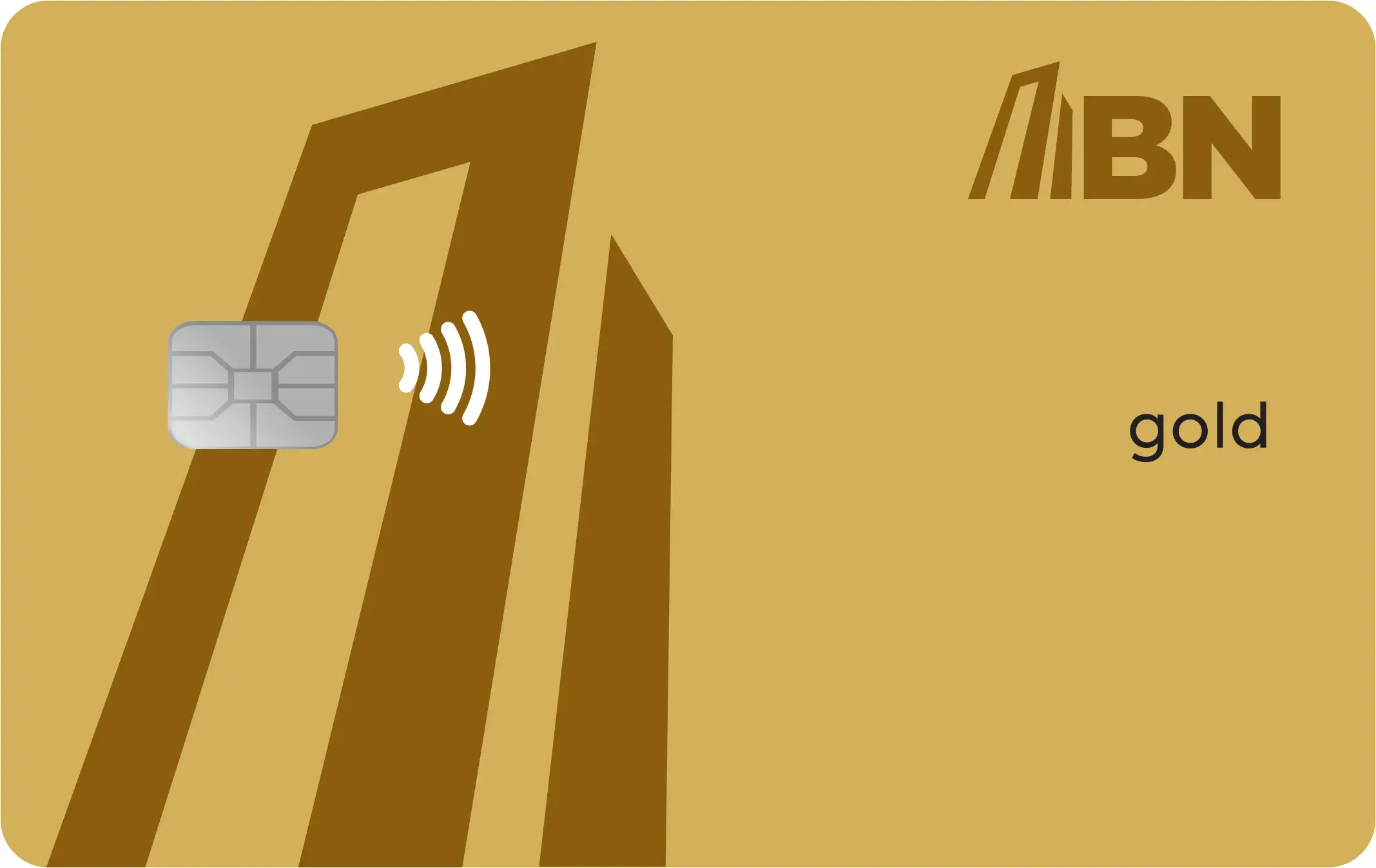 Tarjeta de crédito BN Oro con fondo dorado y chip para pagos sin contacto.