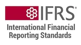 Logotipo de IFRS International Financial Reporting Standards en fondo blanco.