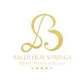 Logotipo dorado de Baldi Hot Springs Hotel Resort and Spa con inicial estilizada y cinco estrellas