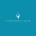 Logotipo del Centro Médico Cariari en blanco sobre fondo turquesa