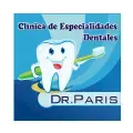 Logotipo de la Clínica de Especialidades Dentales Dr. Paris con dibujo de diente sosteniendo cepillo