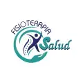 Logotipo de Fisioterapia Salud con figura humana estilizada y texto en azul y verde