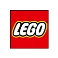 Logotipo oficial de LEGO con letras blancas sobre fondo rojo y borde amarillo