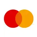 Logotipo oficial de Mastercard con dos círculos superpuestos en rojo y naranja sobre fondo blanco