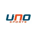 Logotipo de Uno Sports con letras azules y naranjas sobre fondo blanco