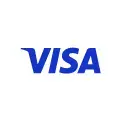 Logotipo azul de Visa sobre fondo blanco