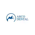 Logotipo de Arco Dental en color azul con figura estilizada de montaña.