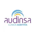 Logotipo de Audinsa Clínica Auditiva con arcos en azul y amarillo
