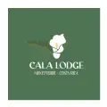 Logotipo de Cala Lodge Monteverde Costa Rica con flor blanca sobre fondo verde