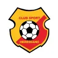 Escudo del Club Sport Herediano con balón de fútbol y fondo rojo y amarillo