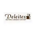 Logotipo de Deleites con taza de café y texto en color marrón