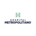 Logotipo del Hospital Metropolitano en color azul con símbolo verde de cuadrados