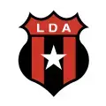 Escudo de la Liga Deportiva Alajuelense con fondo negro, franjas rojas y estrella blanca