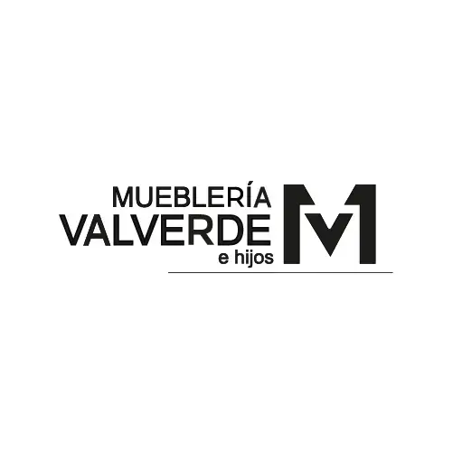 Logotipo de Mueblería Valverde e Hijos en color negro con letra M estilizada