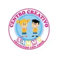 Logotipo del Centro Creativo Sammy con ilustración de dos niños y fondo azul.