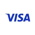Logotipo de Visa en color azul sobre fondo blanco