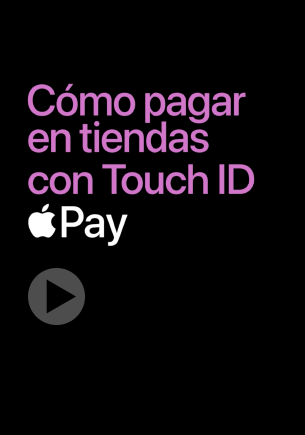 Imagen promocional que explica cómo pagar en tiendas usando Touch ID con Apple Pay.
