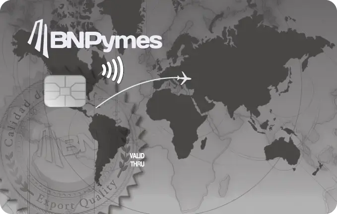 Fotografía de una tarjeta de crédito BNPymes mastercard.