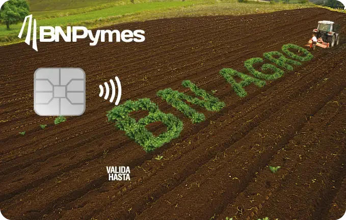Fotografía de una tarjeta de crédito BNPymes agro.