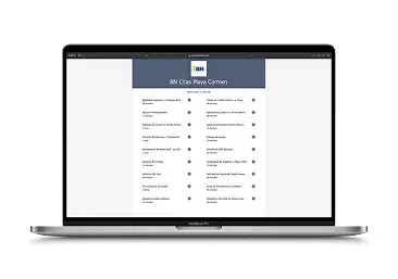 Pantalla del sistema de citas del Banco Nacional de Costa Rica mostrando una lista de servicios disponibles en la sucursal BN Citas Playa Carmen.