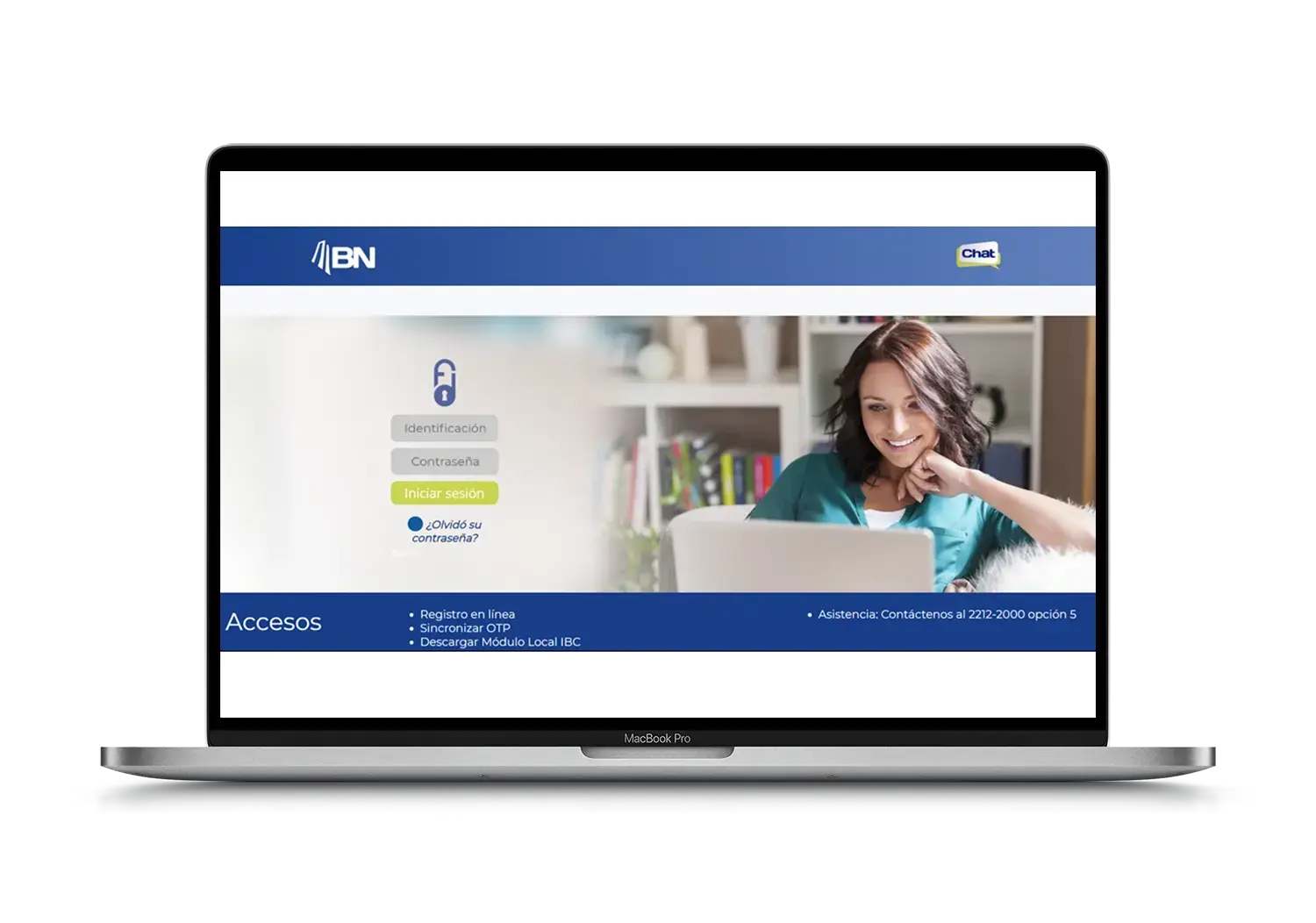 Página de inicio de sesión del BN Internet Banking con campos de identificación y contraseña